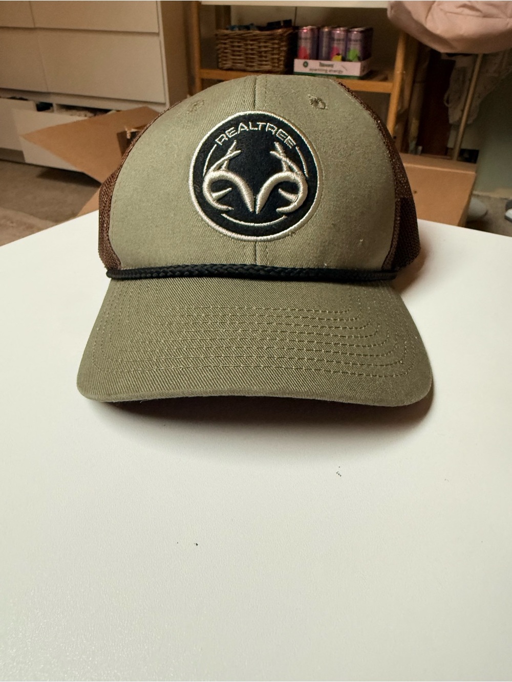 Realtree Olive Green and Brown Logo Trucker Cap